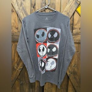 Disney Nightmare Before Christmas Jack Adult Small Long Sleeve T Shirt Gray